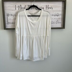 Free People White Long-Sleeve Peplum Tunic